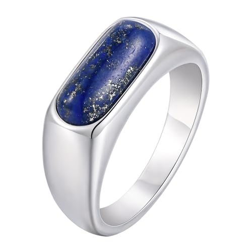 Kemstone Stainless Steel Lapis Lazuli Signet Ring for Men - size: 9