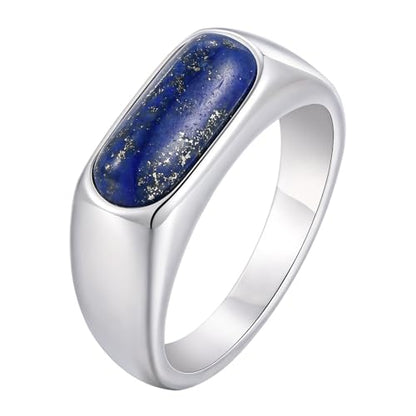Kemstone Stainless Steel Lapis Lazuli Signet Ring for Men - size: 9