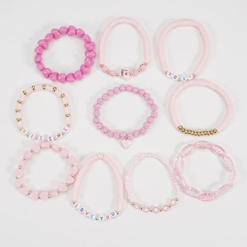 Twinfree Bohemia Beaded Bracelet for Women, Polymer Clay Stretch Bracelets - color: color 56