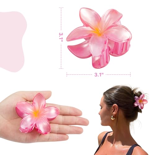 6 Pcs Flower Hair Claw Clips for Women Girls, Hawaiian Hibiscus Hair Clips, Tropical Summer Beach Hair Accessories - color: Hawaiian