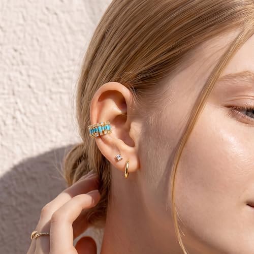 Gold Ear Cuff for Women, 14K Gold Plated Single Non-Pierced Earring with Micro-Pave Cubic Zirconia Adjustable Open Ear Clip for Daily Wear & Special Occasions - color: ear cuff-S 005