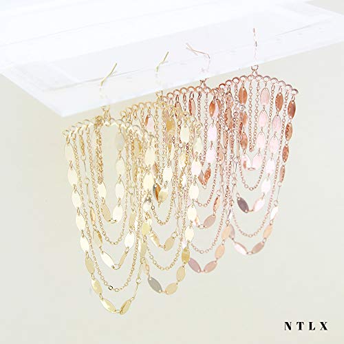 Bohemian Boho Tassel Dangle Drop Earrings for Women – Lightweight Filigree Gypsy Coin Chandelier Disc Charm Hoops – included Gift Box - style: Chandelier - Gold