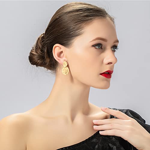 Matte Gold Vintage Clip Drop Earrings for Women Clip on Earrings Statement Earrings Gift for Mom
