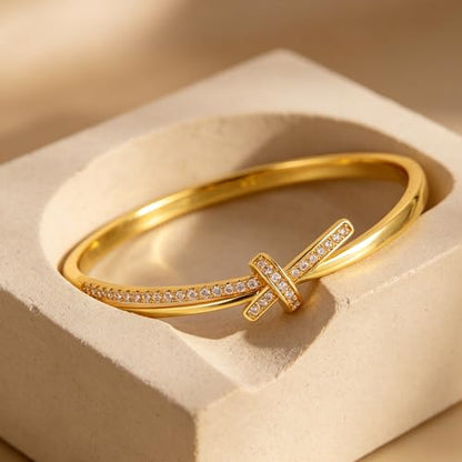hotoo Gold Plated Bangle Bracelet for Women - style: Gilded Bowknot