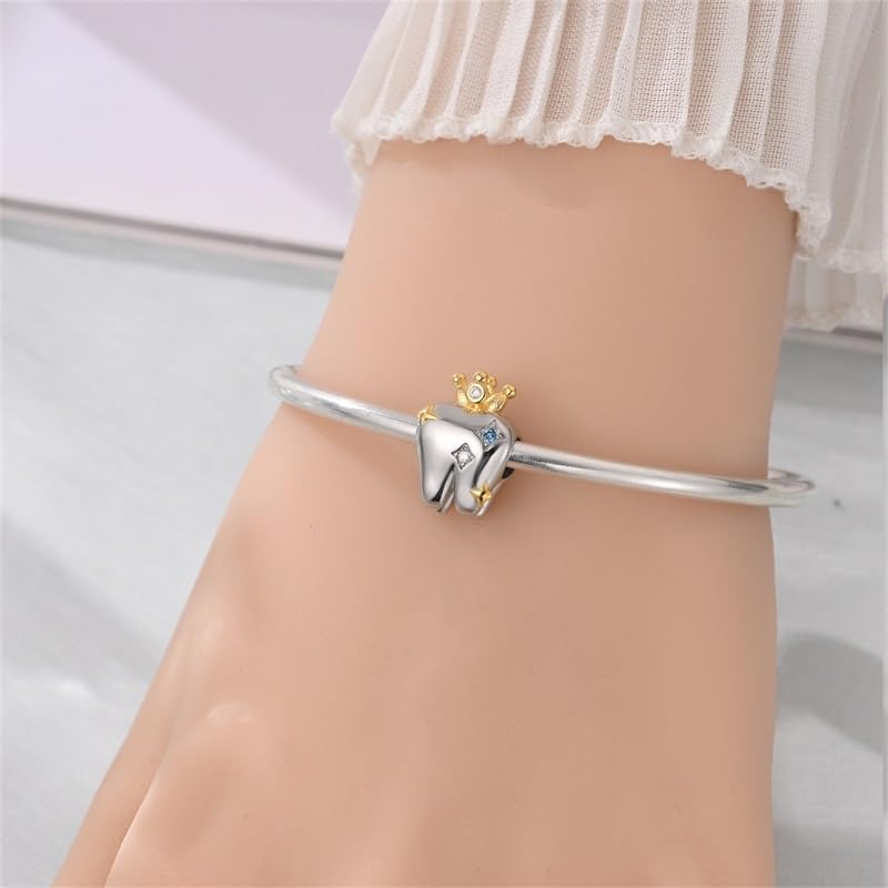 Gold Flower Family Charms for Bracelet Bead Charm for Women Jewelry Present - style: Healthy Teeth