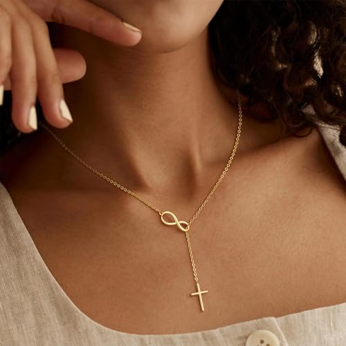 VIROMY Gold Long Y Necklaces for Women Trendy - Dainty Lariat Chain Drop Pendant Necklace for Women Gold Statement Jewelry - color: Y Necklace 07