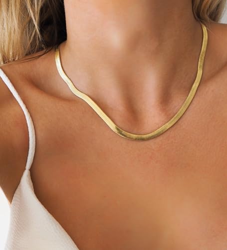 CHESKY Gold Necklace for Women 14K Plated/S925 sterling silver Snake Chain | Dainty Gold Necklace,Thin Chunky Chain,Simple Choker Necklaces for Women,Non tarnish Trendy Jewelry, Gifts for Women - color: gold, style: 5mm 16.5 inch snake
