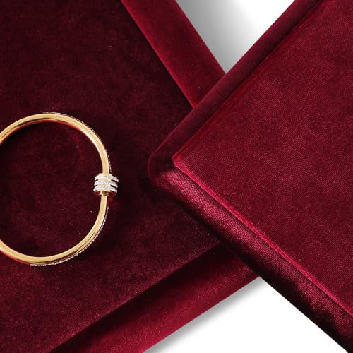Velvet Jewelry Display Tray for Ring Earrings Necklace Bracelet Flat Tray - color: Red, size: 12.99 × 9.06 in