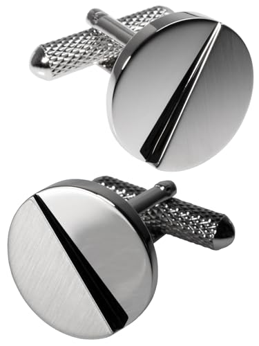 [TAVARAT] Cufflinks for Men cuff links mens classic round shape Black Silver Light Gold Tps-177 - style: silver (Tps-179)