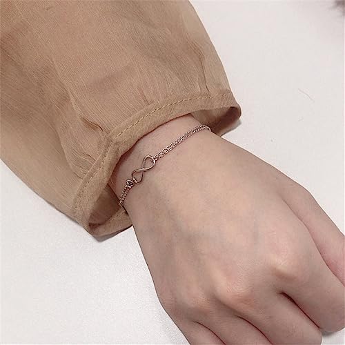 kelistom 925 Sterling Silver Bracelets for Women Teens, Love Heart Charm Chain Bracelet Bangle Fashion Jewelry Gifts - color: infinity+heart