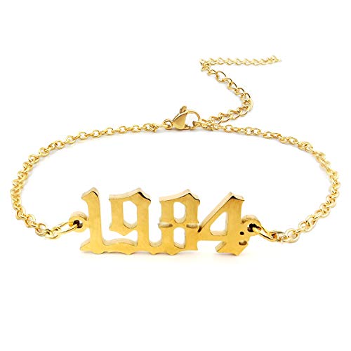 CSIYANJRY99 Birth Year Ankle Bracelets for Women14K Gold Plated Birth Year Number Anklets Adjustable Chain Beach Foot Ankle Bracelets for Women Birthday - style: 1984
