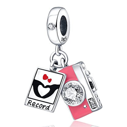 925 Sterling Silver Charms for Bracelets and Necklaces Beads Charms Jewelry Gift for Women - color: Camera Charm