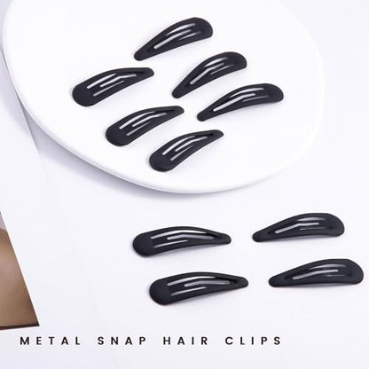 Small Hair Barrettes For Women No Slip Metal Snap Clips For Thin And Fine Hair,Matte Black,20 PCS,1.97 x 0.5 Inch. - color: Matte Black