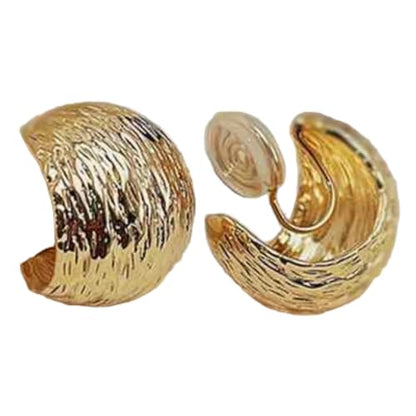 Clip On Hoop Earrings for Women Not Pierced Gold Silver Large Chnky Square Twisted Comfortable Coil Hoop Clip On Earrings - color: Textured Gold