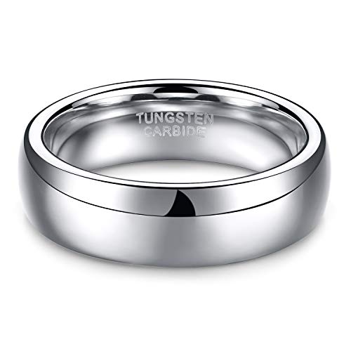 TRUMIUM 2mm 4mm 6mm 8mm Tungsten Wedding Band Ring for Men Women Silver/Rose Gold Plated/Rainbow/Gold Plated Domed High Polish Engagement Promise Rings Comfort Fit 4-15 - color: 6mm silver plated