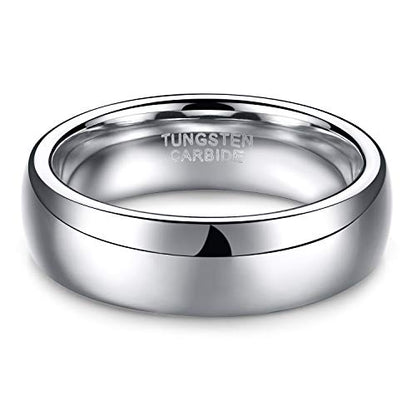 TRUMIUM 2mm 4mm 6mm 8mm Tungsten Wedding Band Ring for Men Women Silver/Rose Gold Plated/Rainbow/Gold Plated Domed High Polish Engagement Promise Rings Comfort Fit 4-15 - color: 6mm silver plated