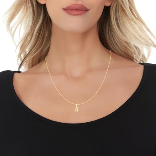 Floreo 10k Yellow Gold 0.45" Personalized Lighting Alphabet Letter A - Z Initial Charm Pendant with optional Extendable Chain Necklace - size: Pendant Only, style: - A -