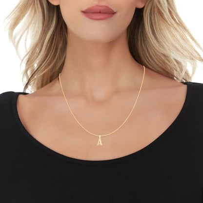 Floreo 10k Yellow Gold 0.45" Personalized Lighting Alphabet Letter A - Z Initial Charm Pendant with optional Extendable Chain Necklace - size: Pendant Only, style: - A -
