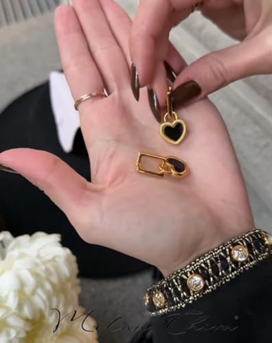 Milan Chiva 14K Gold Plated Small Huggie Dangle Earrings | Lightweight Trendy Heart Dainty Jewelry Hypoallergenic Chunky Gold Hoops Earrings Jewelry Mothers Day Gift for Women - color: B-Gold