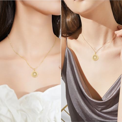 Ahiller Women's Necklace, Dainty Pendant Choker, Adjustable Chain | Heart Initial & Round Pendants, Daily Necklace,17-21" Adjustable Necklaces, Trendy Minimalist Jewelry, Stainless Steel Chain - color: XW-Gold, style: Other Shapes - Multi-Color