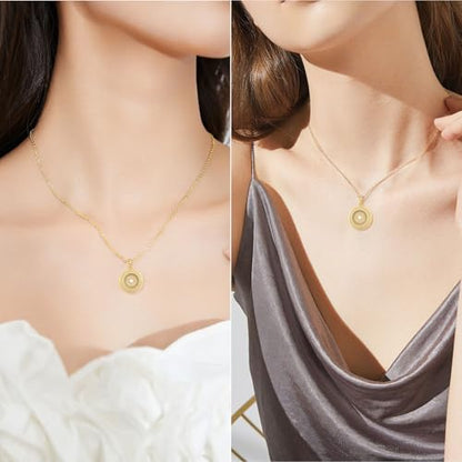 Ahiller Women's Necklace, Dainty Pendant Choker, Adjustable Chain | Heart Initial & Round Pendants, Daily Necklace,17-21" Adjustable Necklaces, Trendy Minimalist Jewelry, Stainless Steel Chain - color: XW-Gold, style: Other Shapes - Multi-Color