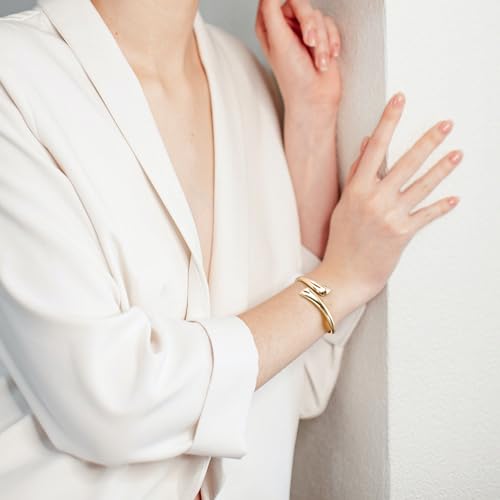 Elegance 11 designs Gold Plated Cuff Bangle Bracelets For Women Trendy Hinged Cuff Open Wide Chunky Gold Bracelet Minimalist Bangle Jewelry Gift - color: Gold Teardrop