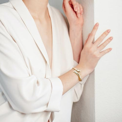 Elegance 11 designs Gold Plated Cuff Bangle Bracelets For Women Trendy Hinged Cuff Open Wide Chunky Gold Bracelet Minimalist Bangle Jewelry Gift - color: Gold Teardrop