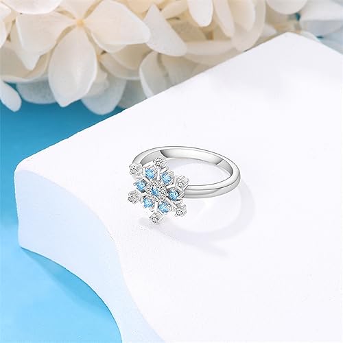 KUNSIR 925 Sterling Silver Rings Classic Cubic Zirconia Eternity Promise Statement Anniversary Wedding Bands Engagement Rings for Women Infinity Forever Love Ring Size 7-9 - style: Snowflake Ring