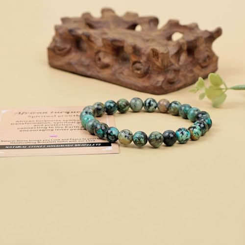 AD Beads Handmade Gemstone Stretch Elastic Bracelet Crystal Healing Reiki Nature's Beauty and Spiritual Essence Unisex (6mm, African Turquoise (Spiritual Growth)) - color: African Turquoise (Spiritual Growth), size: 6mm
