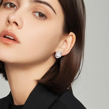 FANZE 2 Pairs Matte Gold Sliver Clip on Earrings for Women No Piercing | No Piercing Button Earring Comfortable Fashion Jewelry Gift - color: Set-12