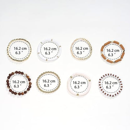 Mens Beaded Bracelets Tribal Wooden Elastic Adjustable Prayer Beads Wrap Cuff for Women - color: S: 8pcs