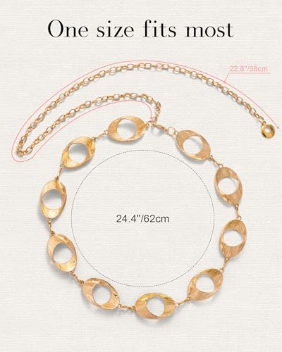 maikun Gold Chain Belt for Women, Fashion Metal Belt Wasit Chain for Women | Adjustable Body Link Gold Belts