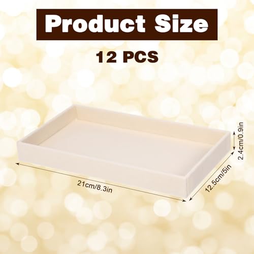 12 Pack Velvet Jewelry Trays, 8.3x5x0.9 Inches | Stackable Jewelry Organizer Inserts for Women, Beige Display Trays for Necklace Earring Ring Bracelet