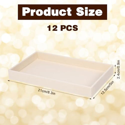 12 Pack Velvet Jewelry Trays, 8.3x5x0.9 Inches | Stackable Jewelry Organizer Inserts for Women, Beige Display Trays for Necklace Earring Ring Bracelet