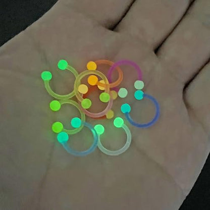 20Pcs 16G Glow in the Dark Horseshoe Nose Septum Ring for Women and Men | Eyebrow Lip Ring Septum Retainer Acrylic Flexible Circular Barbell Piercing Jewelry