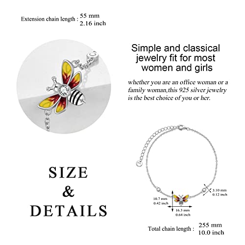 YAFEINI Anklet Bracelets for Women Girls Sterling Silver Hummingbird/Dragonfly/Butterfly Link Chain Anklets Jewelry Gifts - color: Bee anklets