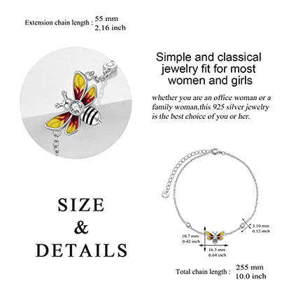 YAFEINI Anklet Bracelets for Women Girls Sterling Silver Hummingbird/Dragonfly/Butterfly Link Chain Anklets Jewelry Gifts - color: Bee anklets