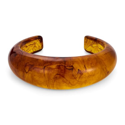 Chunky Acrylic Bangles Bracelets For Women Geometric Acrylic Resin Acetate Mottled Wide Bangle Bracelet Statement Colorful Bangles for Party - color: Cuff Bracelet-Brown