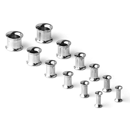 12pcs Surgical Steel Screw Tunnel Gauge Ear Expander Stretching Kit Plugs Piercing -6 Pairs 8g-00g (3mm-10mm) - color: 6PRS - Steel