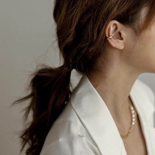 18K Gold Plated Everyday Ear Cuff, Gold Hoops, Women Jewelry, Minimalism - size: Large