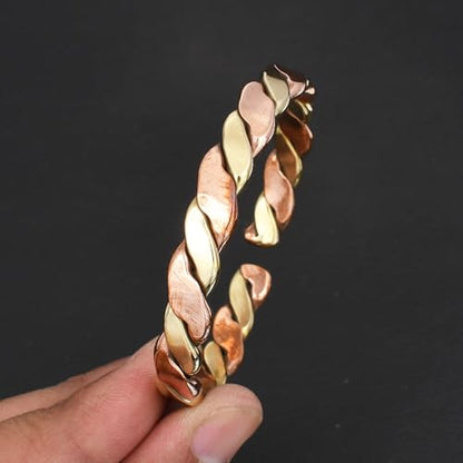 Pure Copper Cuff Bangle Bracelet 100% Solid, Raw & Uncoated Handmade Bracelets Jewelry Cuff Gift Bangle for Women & Men - color: Copper Cb-107