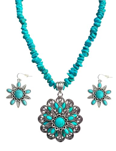 TOPACC Western Jewelry Set for Women Navajo Pearl Necklace Turquoise Cowgirl Accessories for Country Concert Outfit - color: C-Turquoise