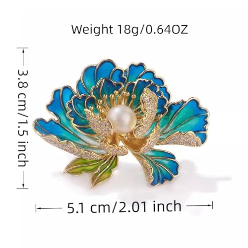 SYWDUDUCLT Fashion Elegant Brooches for Women Brooch, Suitable For Party And Daily Wear On Many Occasions - style: Peony-Blue