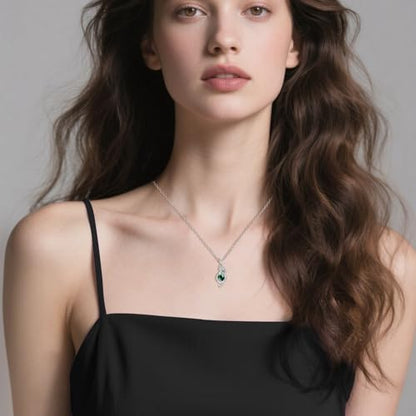 Dragon Necklace Sterling Silver Wyvern Pendant Jewelry with Teardrop Birthstone Gifs for Women - style: Dragon necklace-Emerald stone