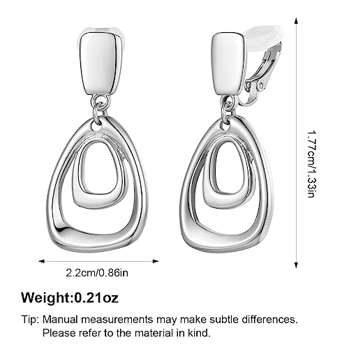 MUYAN Gold Clip On Drop Earrings for Women Non Piercing Dangle Earrings Fashion Jewelry - color: B Clip Silver