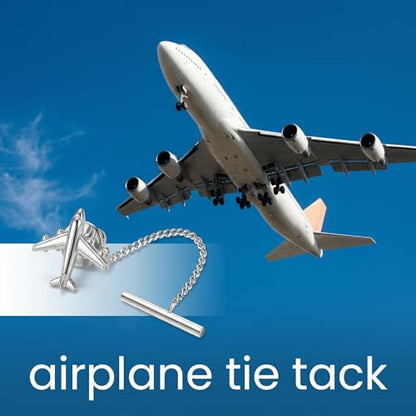 Horse/Airplane Tie Tack Sterling Silver Tie Pin Shirt Suit Accessory Jewelry Gifts for Men - color: Airplane