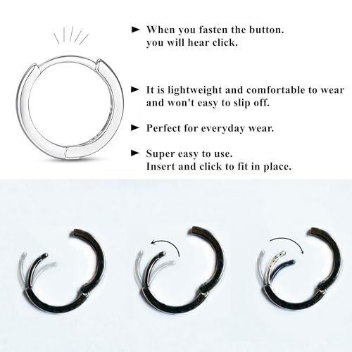 ORANGELOVE 3 Pairs 14K Gold Plated Huggie Hoop Earrings Set for Women or Men Lightweight Hypoallergenic Small Hoop Earring Pack Multiple Piercing Stacks Cartilage Piercing Jewelry - style: Silver-8/10/12mm