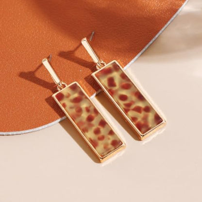Coiris Rectangle Earrings for Women Geometric Stud Dangle Drop Jewelry Lightweight Colorful Print Statement Accessories - color: Leopard