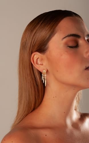 Freekiss Pearl Earrings for Women Trendy: Flat Back Stud Earrings 14K Gold Plated/925 Sterling Silver Freshwater Pearl Dangle Earrings Cute Bow Earrings Wedding Jewelry Birthday Gifts for Women Girls - style: Long Zircon-GD
