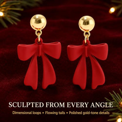 Bow Earrings Red Earrings for Women Dangle Cute Earrings Red Stuff Jewelry Outfits Accessories Gifts for Girls - color: A1:red bow earrings